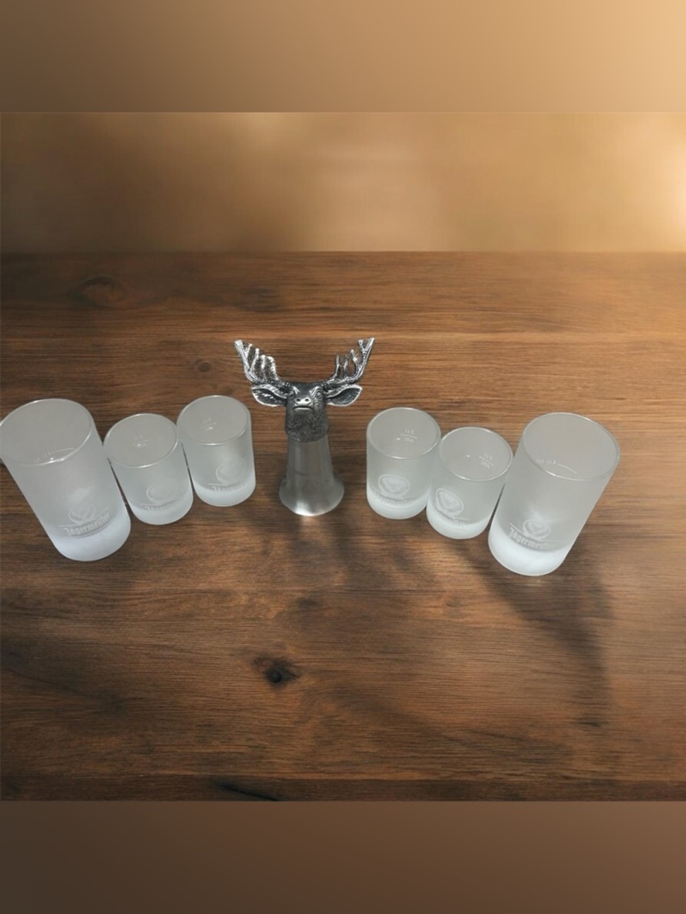 New 90’s vintage jagermiester shot glasses and moose collectible glass pewter